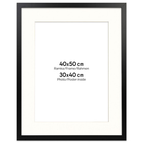Czarna ramka na zdjęcia HEN PASS 2 40x50 cm z passe partout 40x60 (30x40)