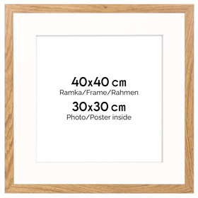 Naturalna ramka z passe partout na zdjęcia w rozmiarze 40x40 cm z passe partout 30x30 cm