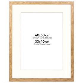 Naturalna ramka z passe partout na zdjęcia w rozmiarze 40x50 cm z passe partout 30x40 cm