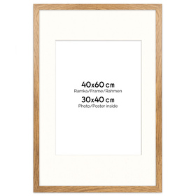 Naturalna ramka z passe partout na zdjęcia w rozmiarze 40x60 cm z passe partout 30x40 cm