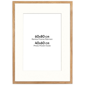 Naturalna ramka z passe partout na zdjęcia w rozmiarze 60x80 cm z passe partout 40x60 cm